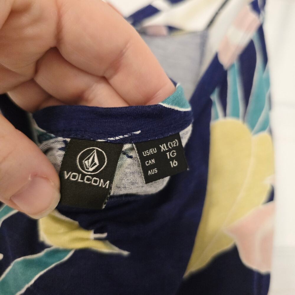 Volcom Cabananana Tropical Floral Maxi Dress Navy Racerback XL/12 - Picture 7 of 9